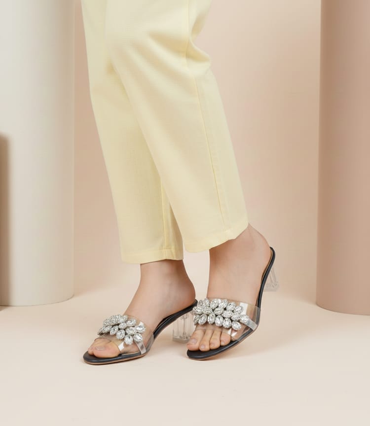 Sliptoria Black Sparkle Heels