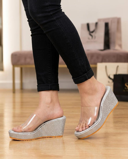 Silver Sparkle Glass Wedges
