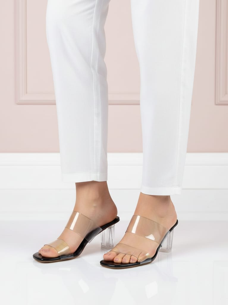Sliptoria Black Pure Glass Mules