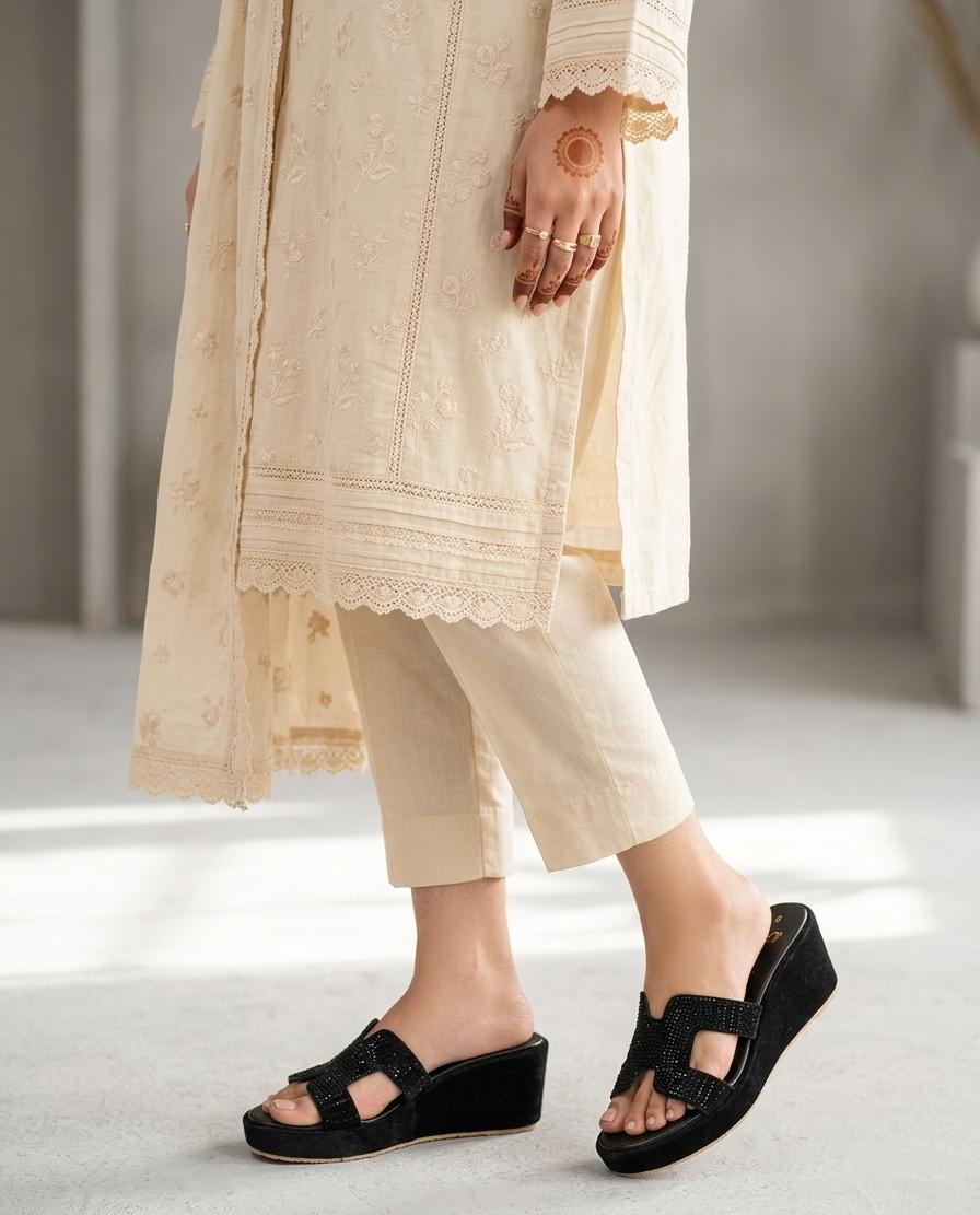 Onyx H-Strap Shimmer Platforms