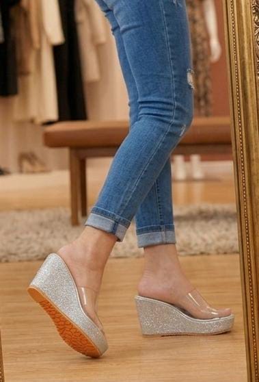 Silver Sparkle Glass Wedges