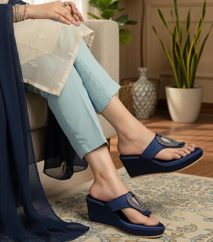 Navy Blue Embellished Platforms