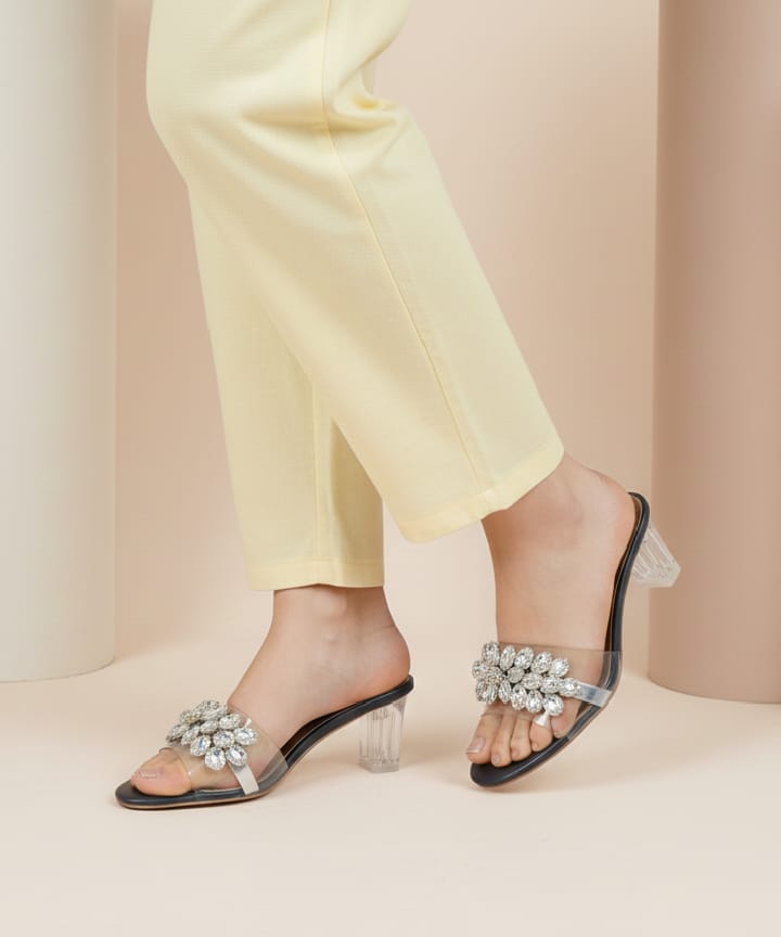 Sliptoria Black Sparkle Heels