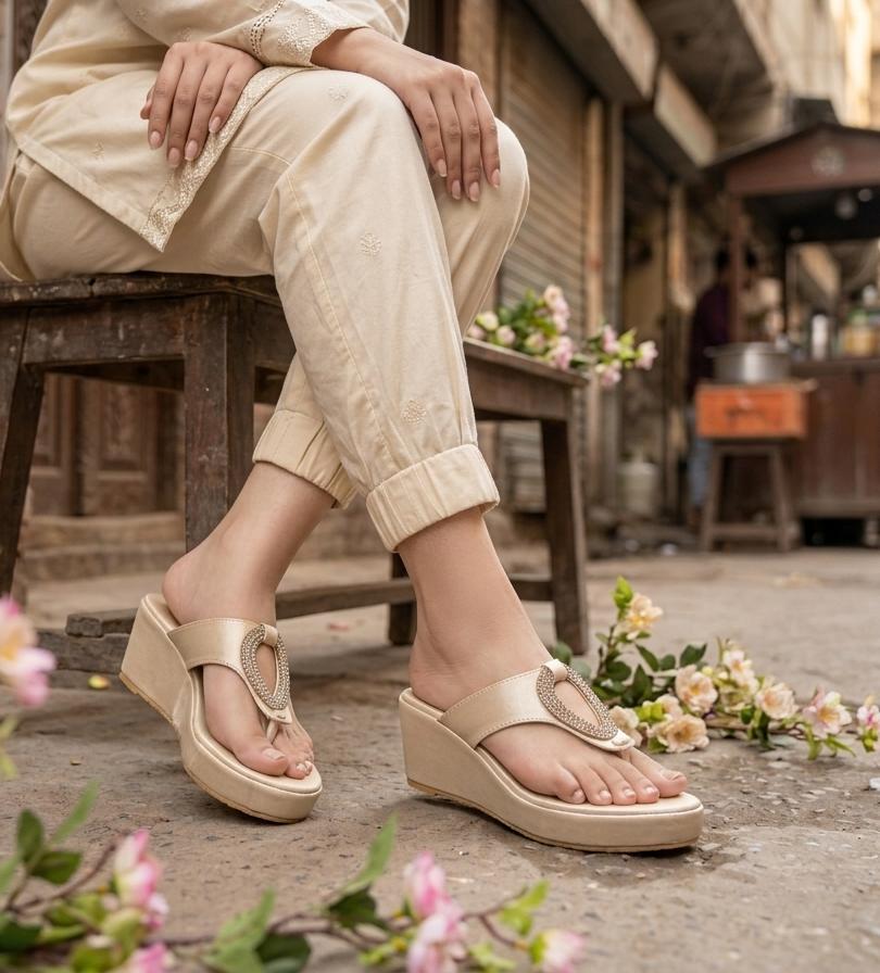 Sliptoria Signature Festive Gold Wedges