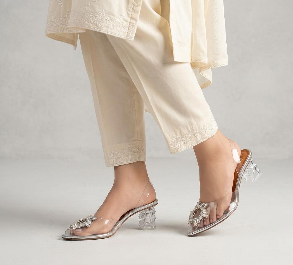 Sliptoria Royal Sliver Sunburst Heels