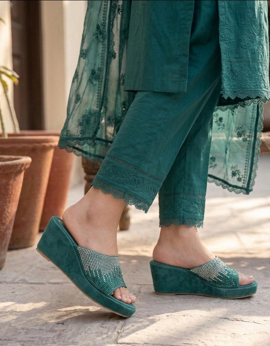 Emerald Glitz Shimmer Wedges