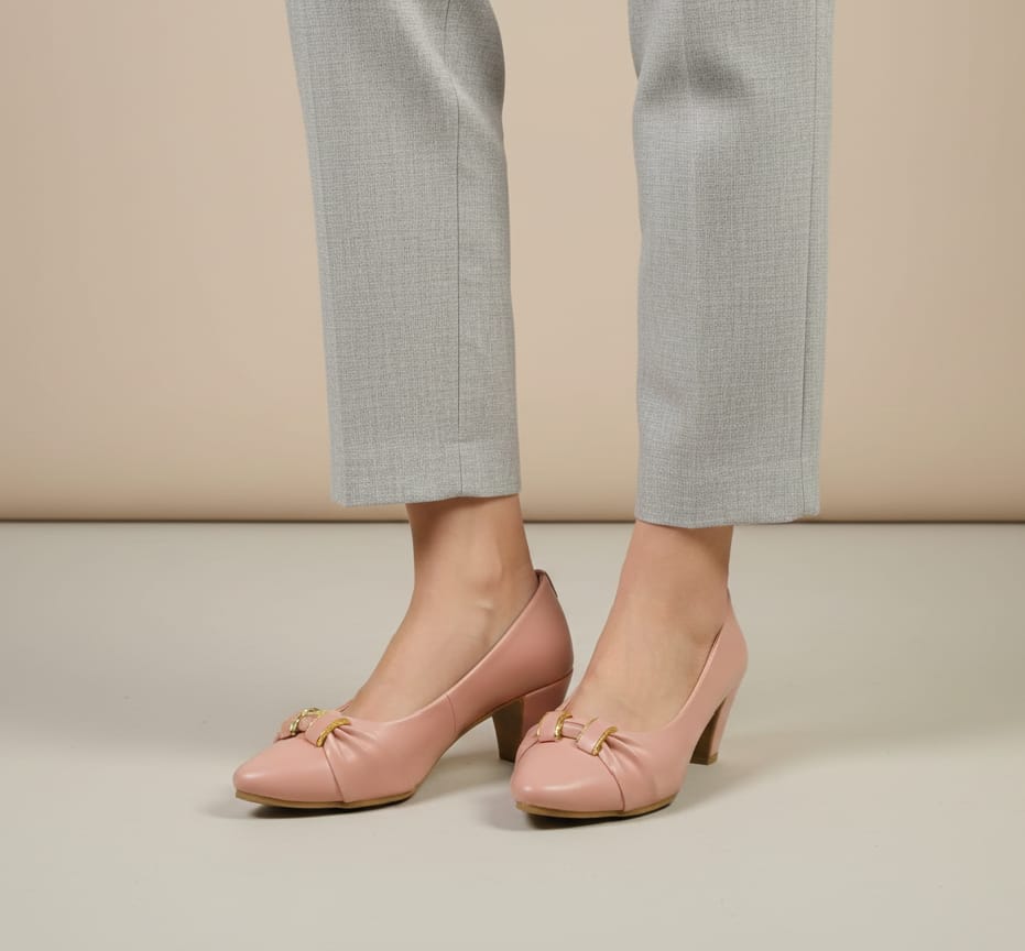 Sliptoria Pink Buckle Mid-heel