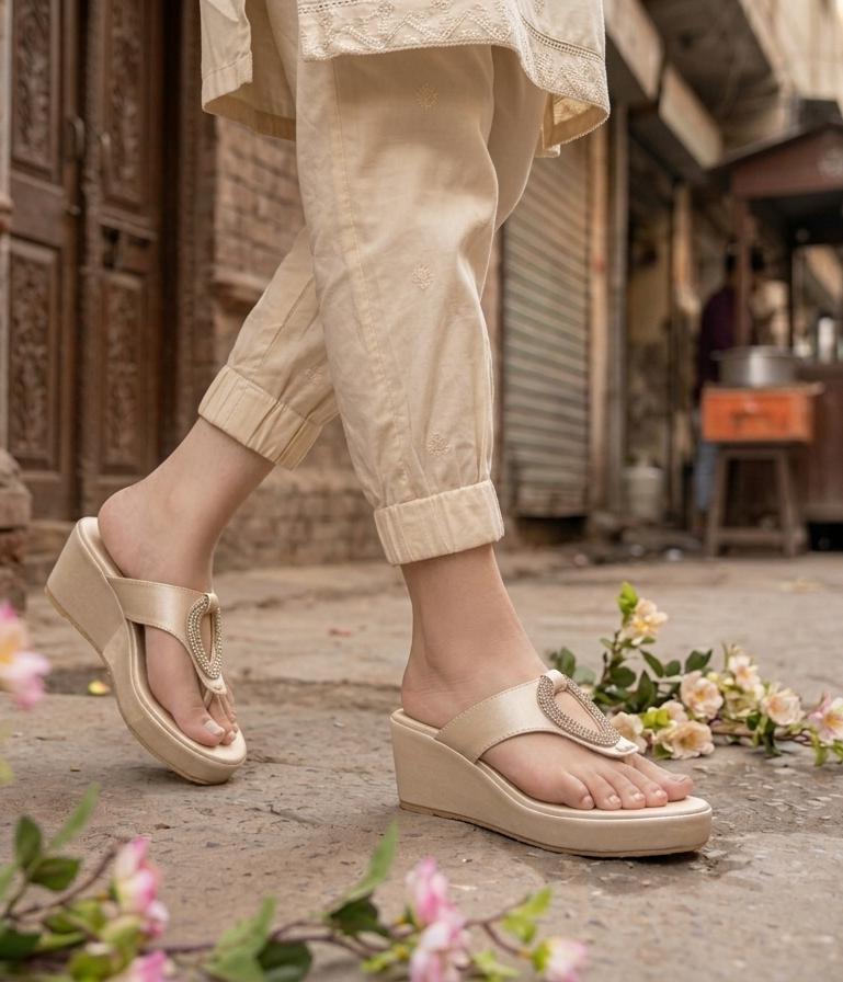 Sliptoria Signature Festive Gold Wedges