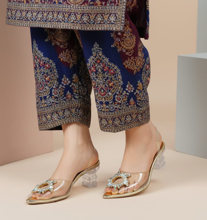 Sliptoria Royal Gold Sunburst Mules