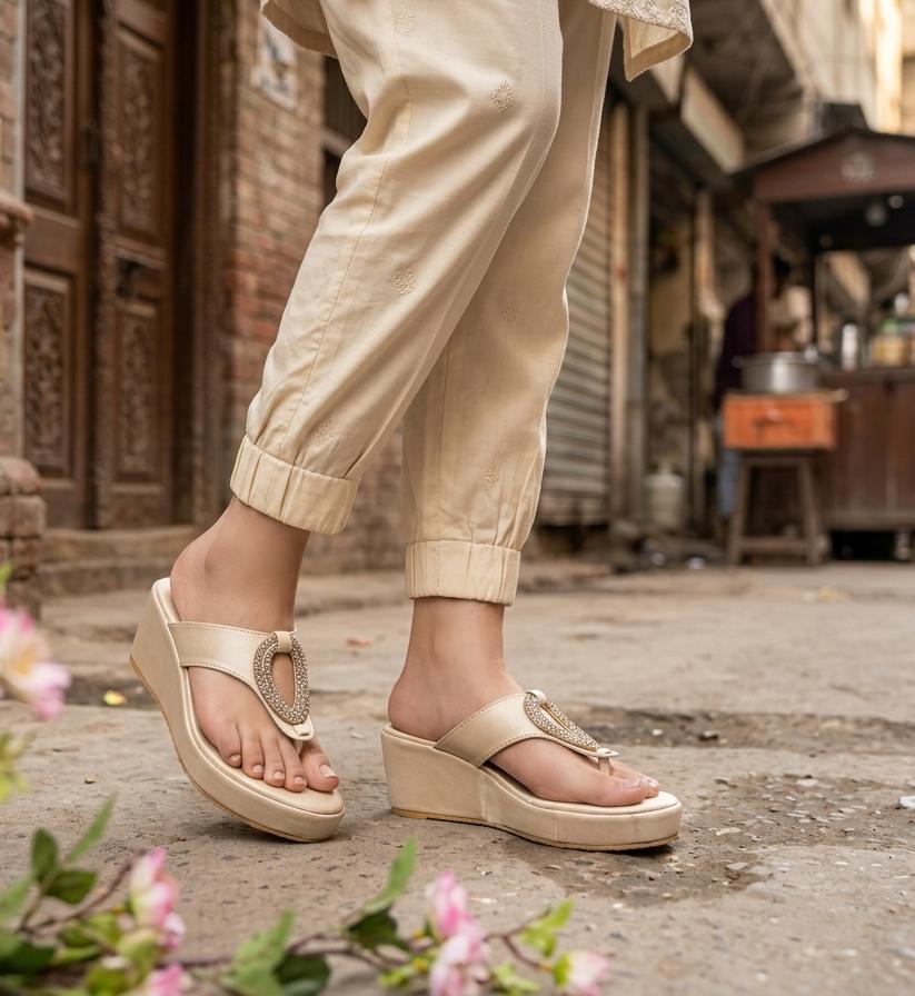 Sliptoria Signature Festive Gold Wedges