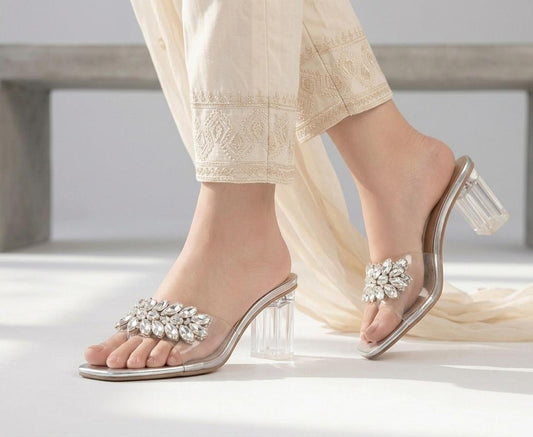 Silver Aura Sparkle Heels