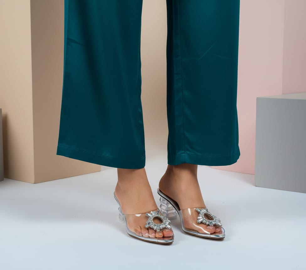 Sliptoria Royal Sliver Sunburst Heels