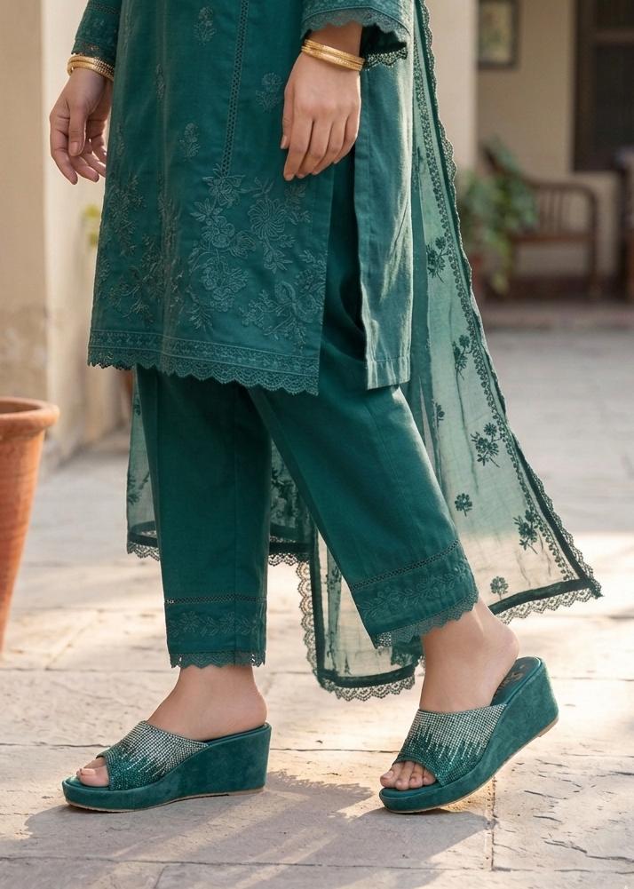 Emerald Glitz Shimmer Wedges
