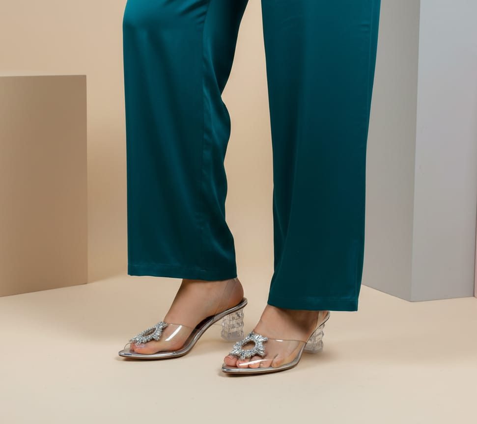 Sliptoria Royal Sliver Sunburst Heels
