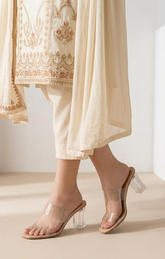 Sahara Beige Clear-Strap Heels