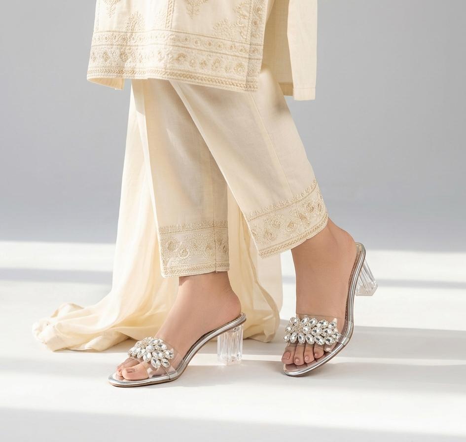 Silver Aura Sparkle Heels